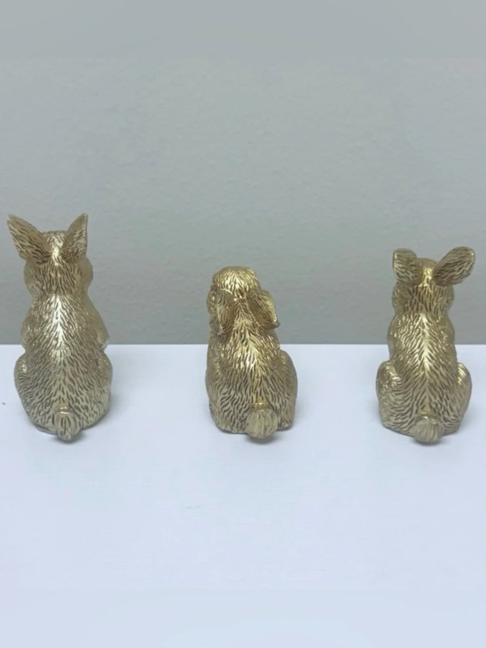 NEW Target Bullseyes Playground Full Set of 3 Small Gold Resin Figural Bunnies